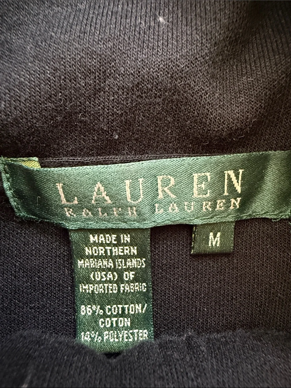Lauren Ralph Lauren Charcoal Button-Up Funnel Neck Sweater